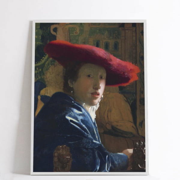QUADRO DECORATIVO OBRAS FAMOSAS -Girl with the Red Hat (ca. 1665–1666) by Johannes Vermeer