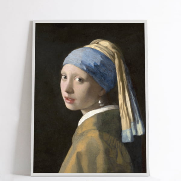 QUADRO DECORATIVO OBRAS FAMOSAS -Johannes Vermeer’s Girl with a Pearl Earring (ca. 1665)
