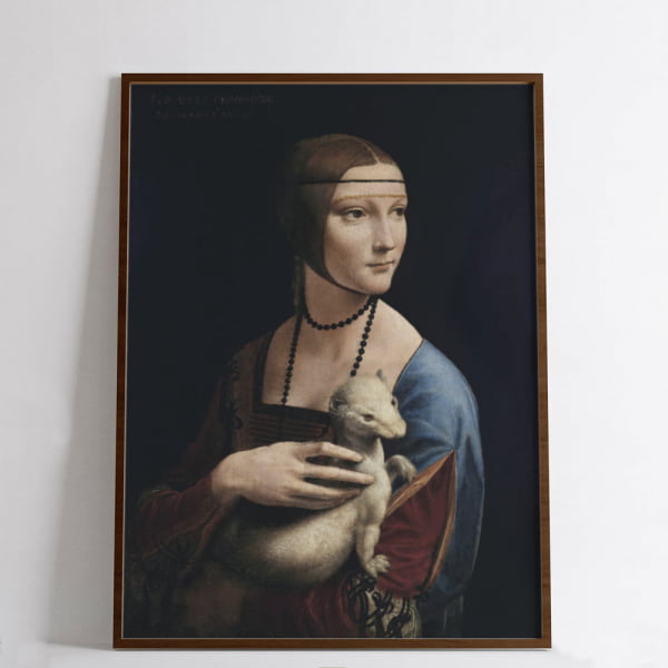 QUADRO DECORATIVO OBRAS FAMOSAS -Leonardo da Vinci's Lady with an Ermine (ca. 1490)