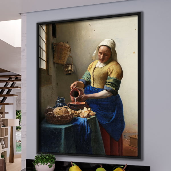 QUADRO DECORATIVO OBRAS FAMOSAS -The Milkmaid (ca 1660) by Johannes Vermeer