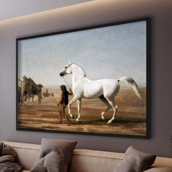 QUADRO DECORATIVO OBRAS FAMOSAS -The Wellesley Grey Arabian Led through the Desert (ca. 1810) by Jacques–Laurent Agasse 