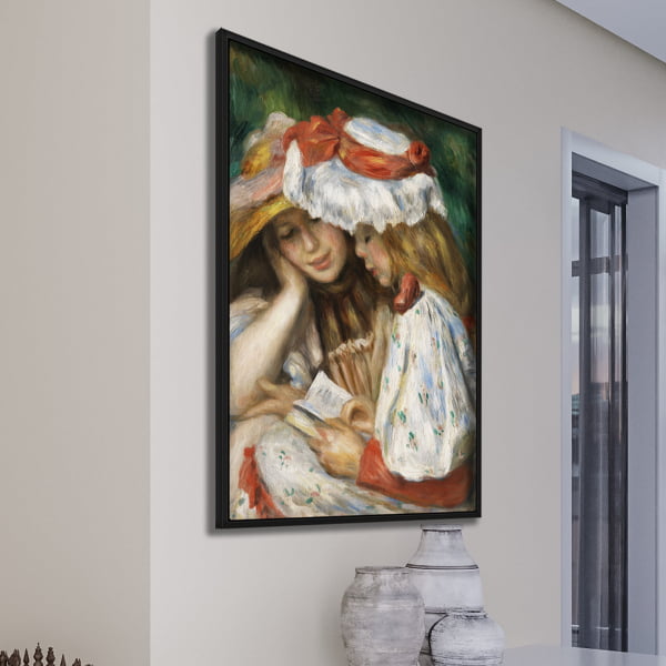 QUADRO DECORATIVO OBRAS FAMOSAS -Two Girls Reading (c 1890–1891) by Pierre-Auguste Renoir